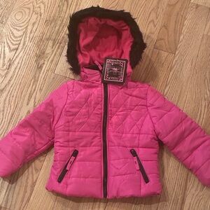 YMI Fuchsia Quilted Jacket with Faux Fur